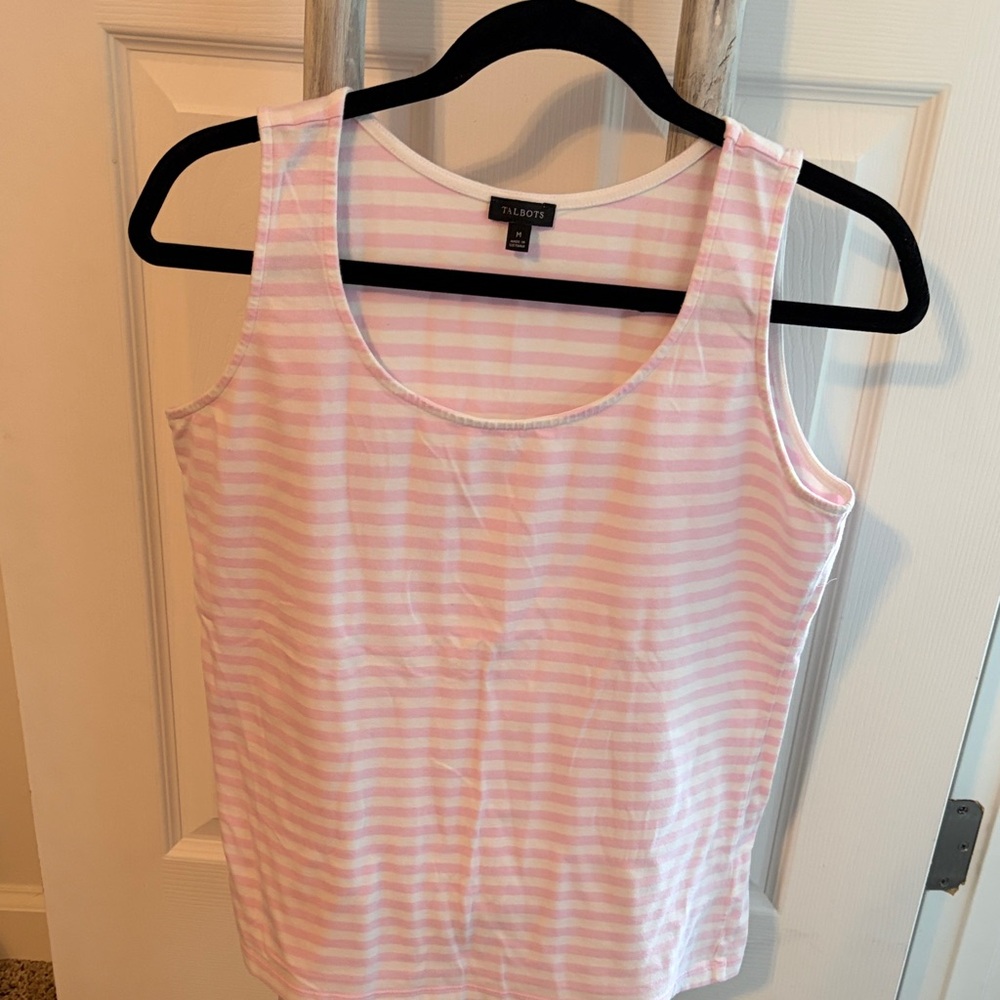 Talbots Pink and White Striped Tank Top